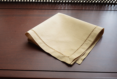 Hemstitch Handkerchief with Soybean colored